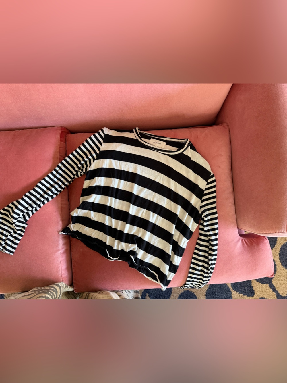 The Great women’s long sleeve tee Black & White stripe size 1 small